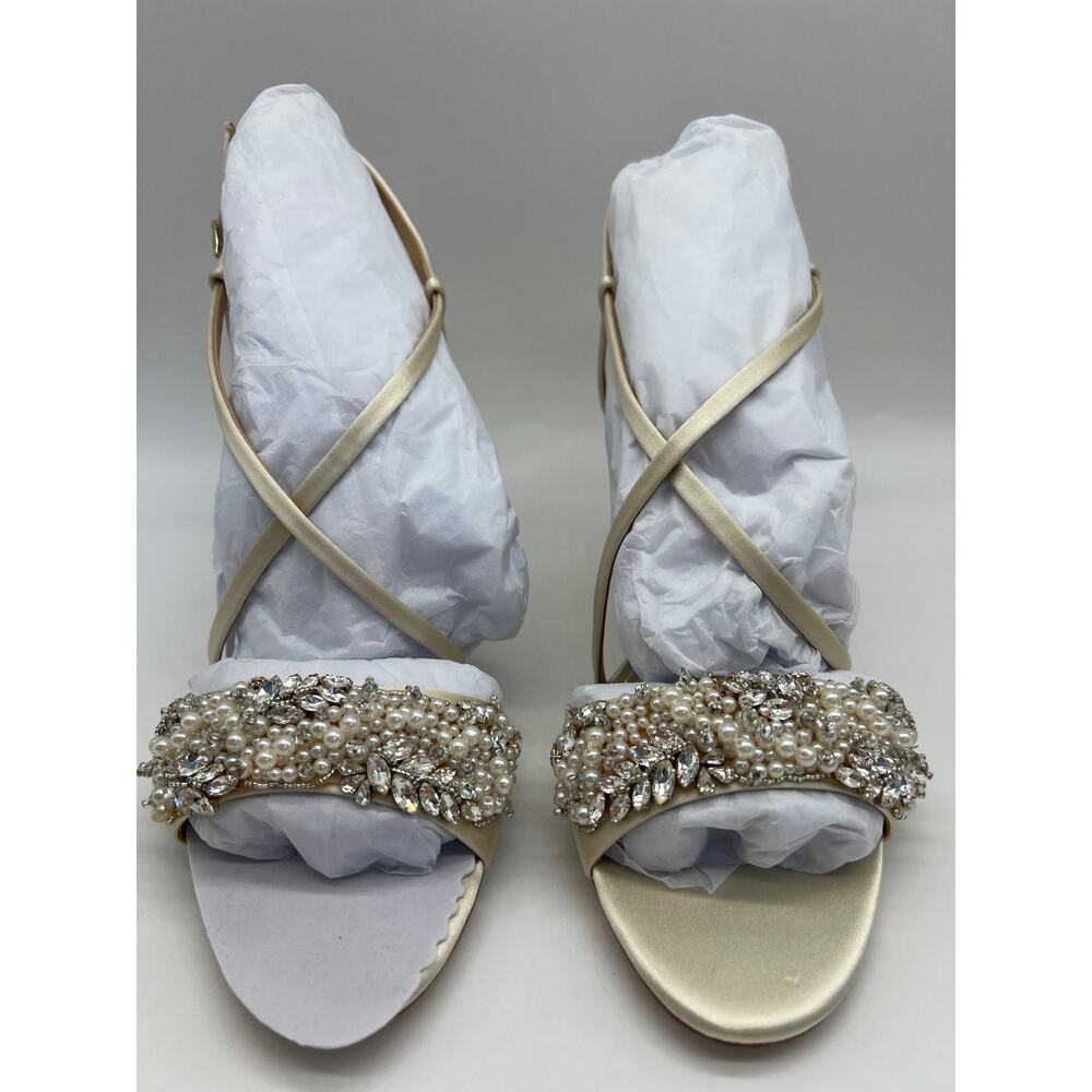 Badgley Mischka Women's Clarisa Embellished Wedge Sandal Ivory MP5243 Size 9 - Picture 11 of 12